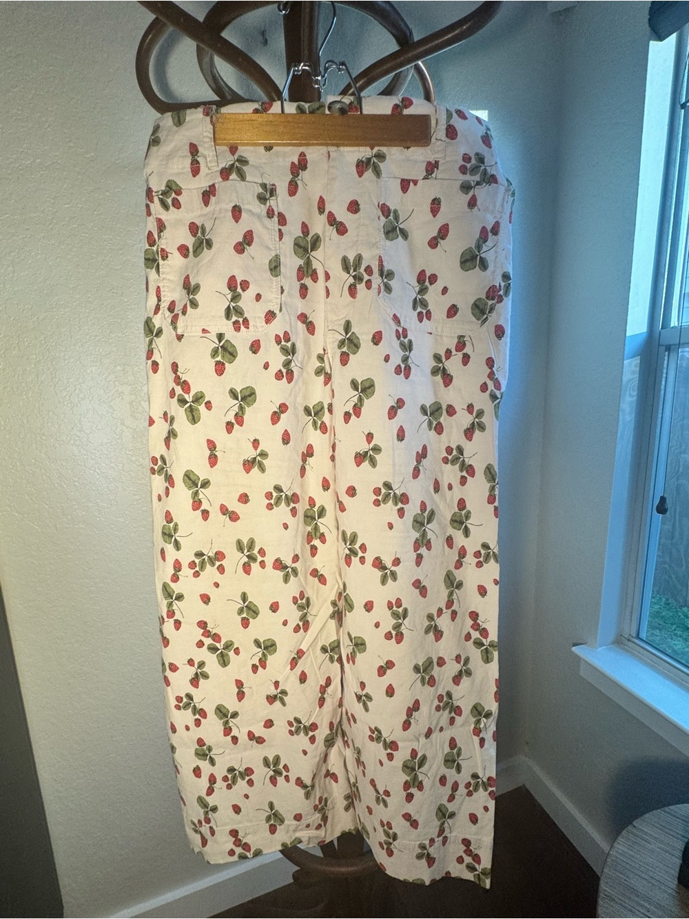 Maeve by Anthropologie Colette Wide-Leg Pants with Red Strawberry Print